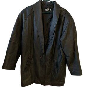 Vintage Niki Black Leather Blazer Jacket Large